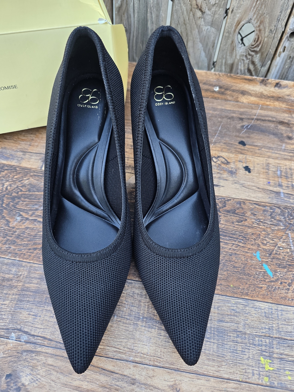 Cosy Island Women's Black Pointed Kitten Heel Size 7.5